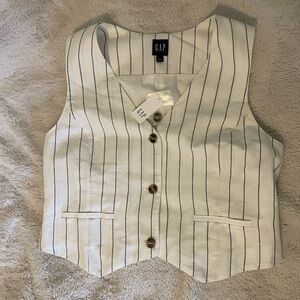 Gap White Pinstripe Vest